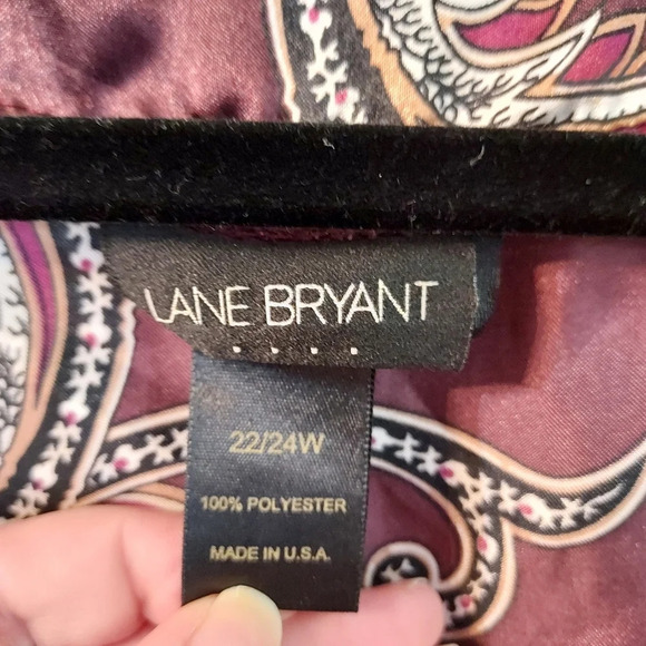 Lane Bryant Brown and Pink Paisley Silk Wrap Blouse in Size 22/24W - Picture 2 of 11